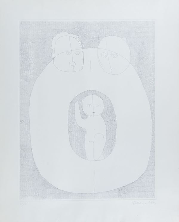 Venturino Venturi : Famiglia  - Acquaforte di cm. 65x50, su carta di cm. 84x69 - Asta Arte Moderna e Contemporanea - Fabiani Arte