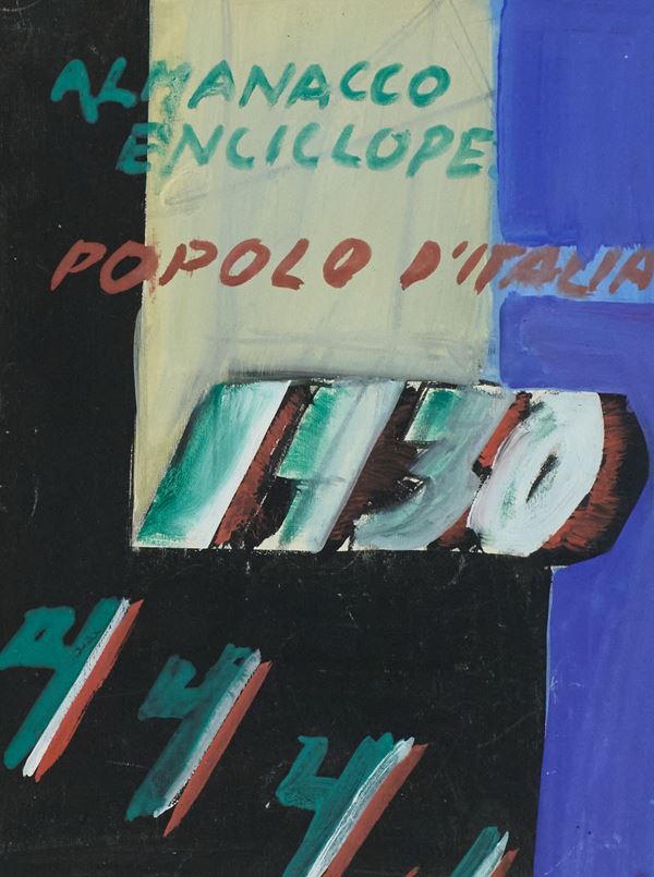 Mario Sironi - Studio di illustrazione per la copertina dell’ “Almanacco enciclopedico del Popolo d’Italia” del 1930,