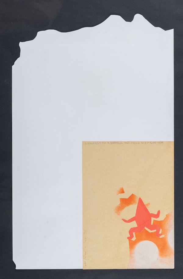Alighiero Boetti : Senza titolo  (1982)  - Tecnica mista e collage su cartoncino - Asta Arte Moderna e Contemporanea - inizio Asta ore 15,30 - Fabiani Arte