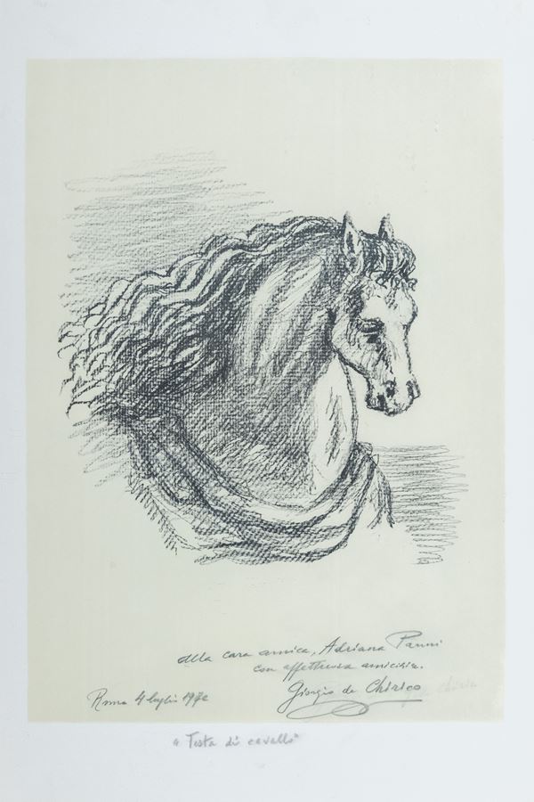 Giorgio De Chirico : Testa di cavallo  (1972)  - Litografia su carta - Asta Arte Moderna e Contemporanea - inizio Asta ore 15,30 - Fabiani Arte