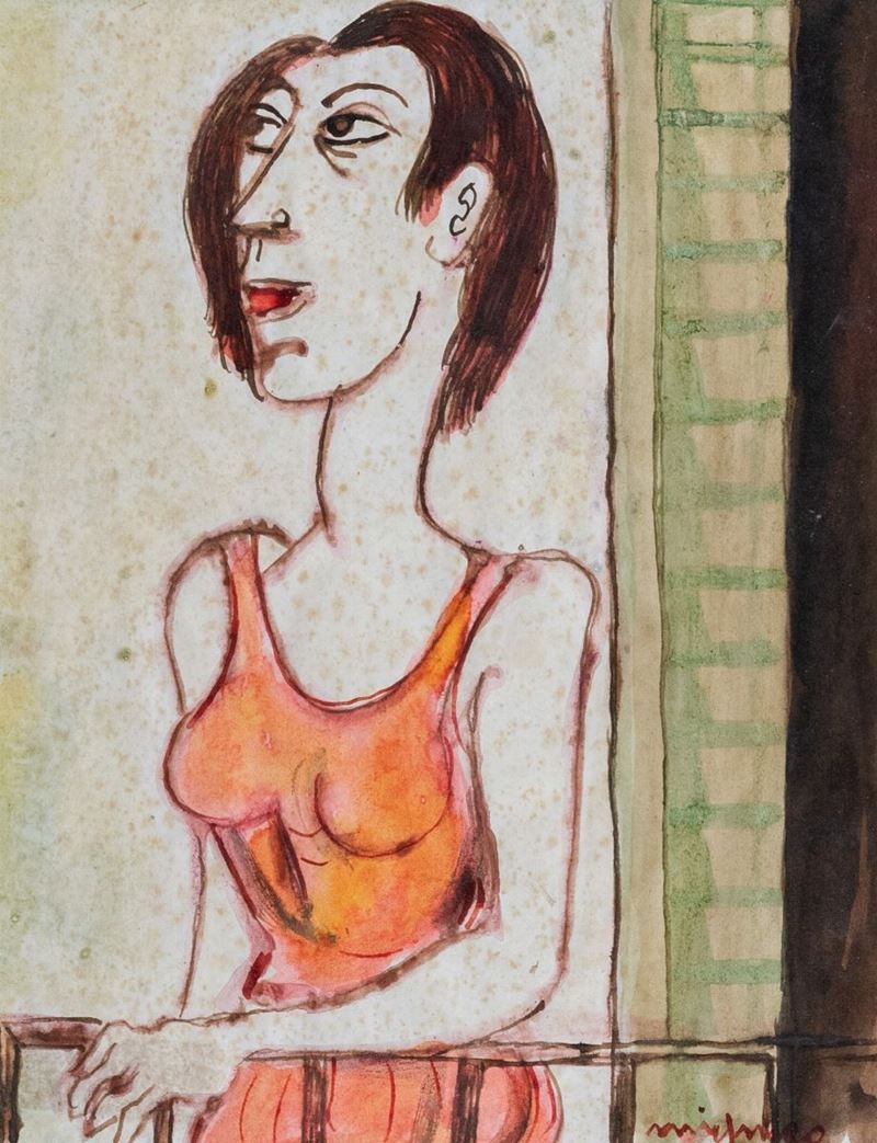 Giuseppe Migneco - Donna in Terrazza