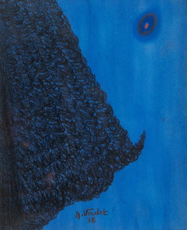 Andr&#233;  Verdet : Senza titolo  (1958)  - Tecnica mista su carta - Asta Arte Moderna e Contemporanea - Fabiani Arte