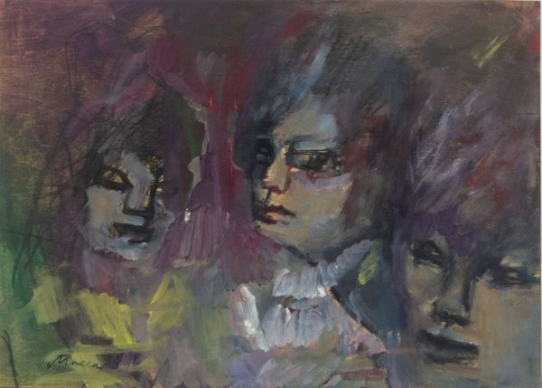 Mino Maccari : Senza titolo  (Anni '70)  - Olio su tavola - Asta Arte Moderna e Contemporanea - Fabiani Arte