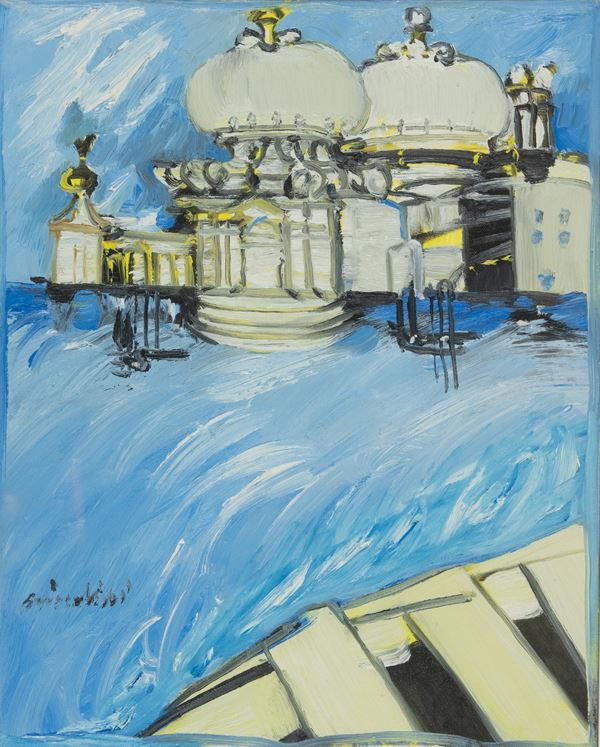 Remo Brindisi : Venezia  (Anni '80)  - Olio su tela - Asta Arte Moderna e Contemporanea - Fabiani Arte