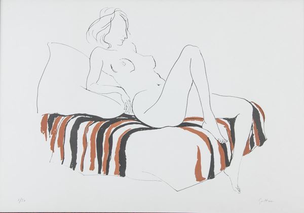 Renato Guttuso : Nudo  - Litografia su carta - Asta Arte Moderna e Contemporanea - Fabiani Arte