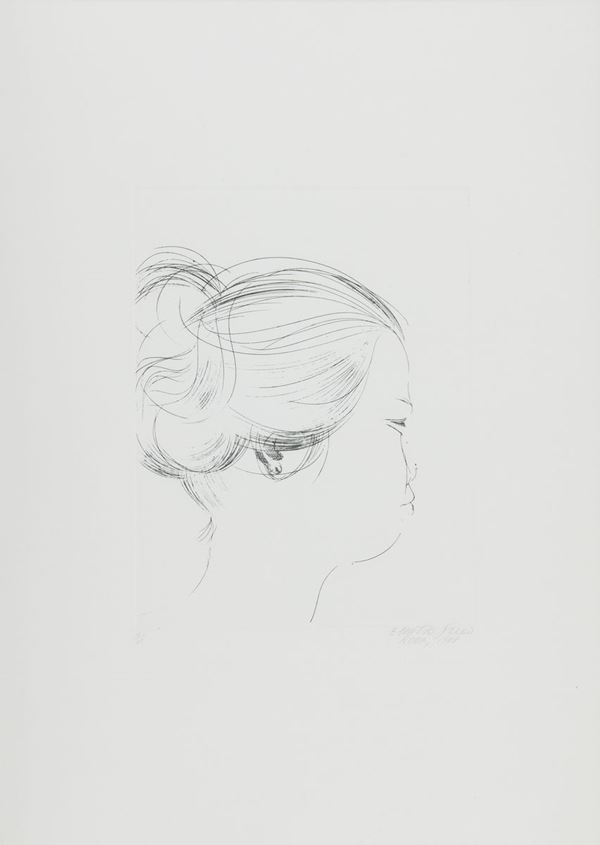 Emilio Greco : Volto  (1969)  - Acquaforte di cm. 33x25 - Asta Arte Moderna e Contemporanea - Fabiani Arte