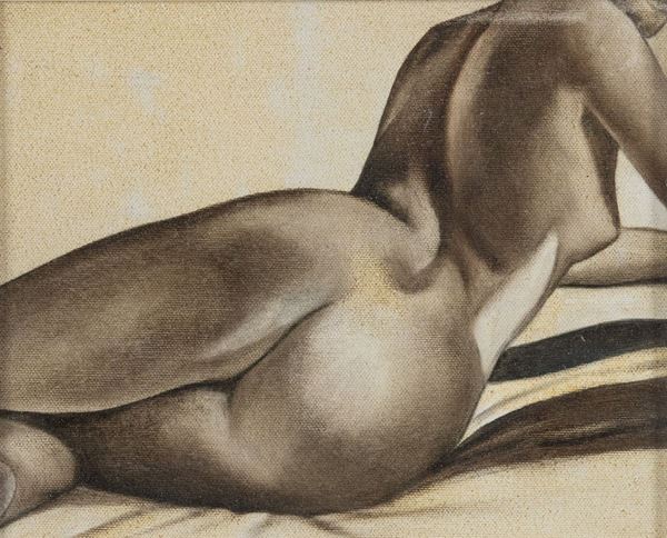 Giorgio Lupattelli : Nudo di schiena  (1998)  - Olio su cartone telato - Asta Arte Moderna e Contemporanea - Fabiani Arte