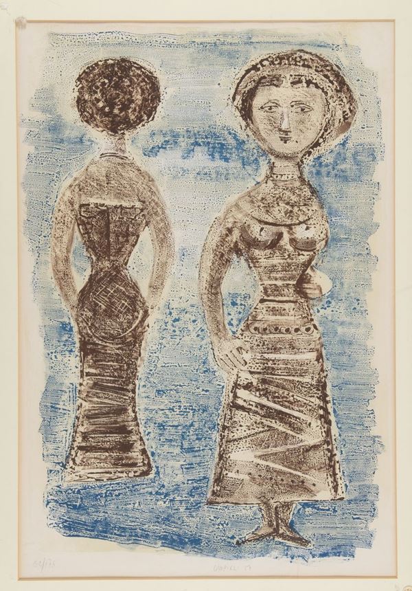 Massimo Campigli : Serata d'Ottobre  (1957)  - Litografia su carta - Asta Asta di Arte Moderna e Contemporanea '800 e '900 - Fabiani Arte
