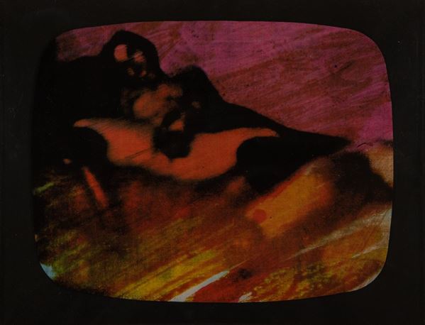 Mario Schifano : Dall'ultimo programma notturno  (1973)  - Serigrafia su tela - Asta Arte Moderna e Contemporanea - Fabiani Arte