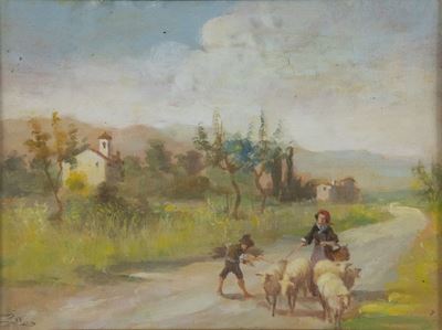 Paesaggio con Figure e Pecore