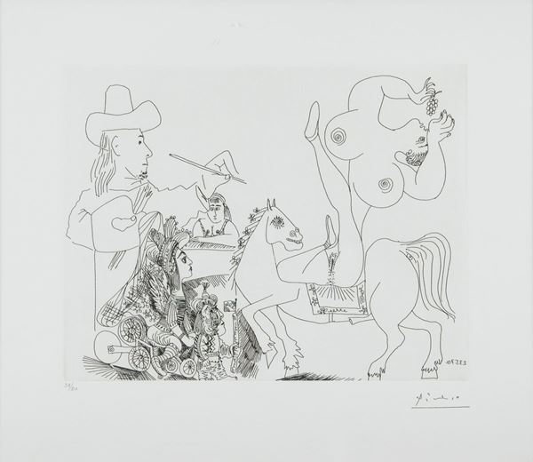 Pablo Picasso : Senza titolo  - Acquaforte di cm. 27,5x35 - Asta Asta di Arte Moderna e Contemporanea '800 e '900 - Fabiani Arte