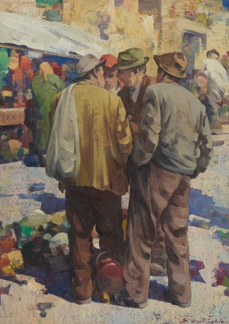 Giulio da Vicchio - Contadini Toscani - Discussione al Mercato