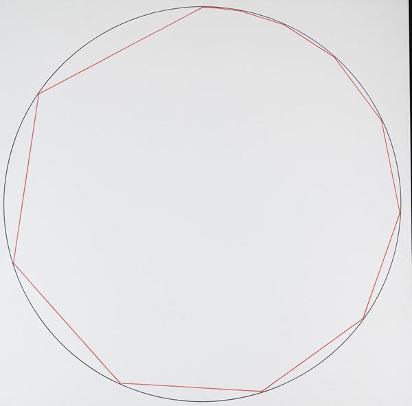 Getulio Alviani : 1.2.3.4.5.6.7.8.9.10 Lati progressivi inscritti nel cerchio  (1972/98)  - Acrilico su tela - Asta Asta di Arte Moderna e Contemporanea '800 e '900 - Fabiani Arte