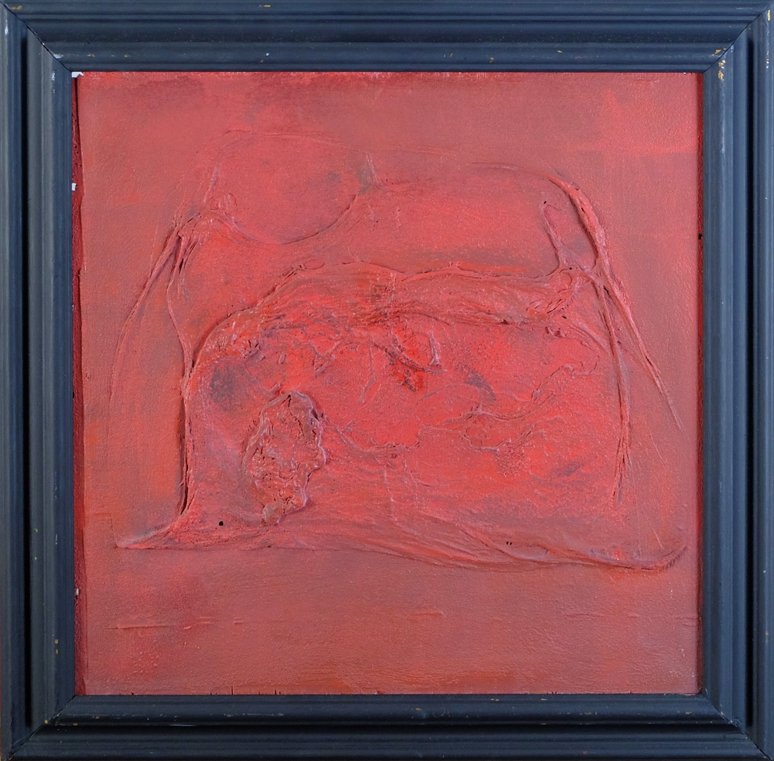 Bruno Caraceni - Rosso combustione, olio e tecnica mista su tavola