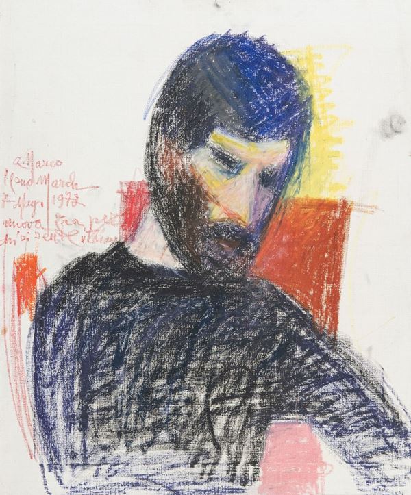 Giovanni March : Ritratto  (1972)  - Pastello su tela - Asta Asta di Arte Moderna e Contemporanea '800 e '900	 - Fabiani Arte
