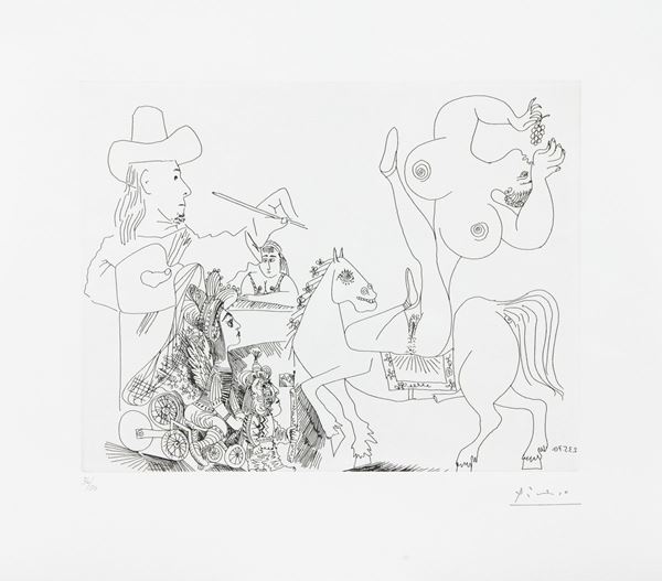 Pablo Picasso : Senza titolo  - Acquaforte di cm. 27,2x34,7 - Asta Asta di Arte Moderna e Contemporanea '800 e '900	 - Fabiani Arte