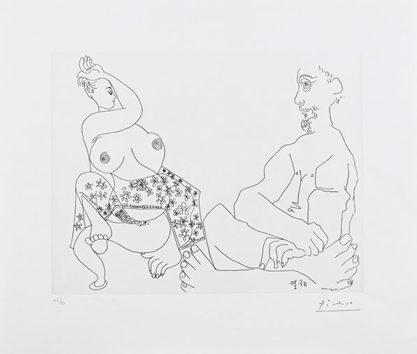 Pablo Picasso : Senza titolo  - Acquaforte di cm. 27x34,5 - Asta Asta di Arte Moderna e Contemporanea - Fabiani Arte