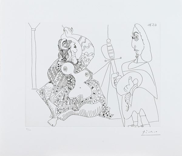 Pablo Picasso : Senza titolo  - Acquaforte di cm. 27x34,5 - Asta Asta di Arte Moderna e Contemporanea - Fabiani Arte