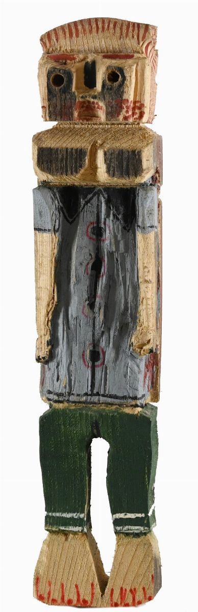 Filippo Biagioli : Ancestor figure  (2012)  - Scultura il legno di abete dipinto - Asta Asta di Arte Moderna e Contemporanea - Fabiani Arte