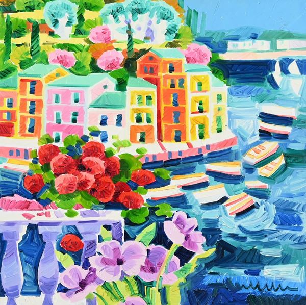 Athos Faccincani : Sognando a Portofino  (2012)  - Olio su tela - Asta Asta di Arte Moderna e Contemporanea - Fabiani Arte