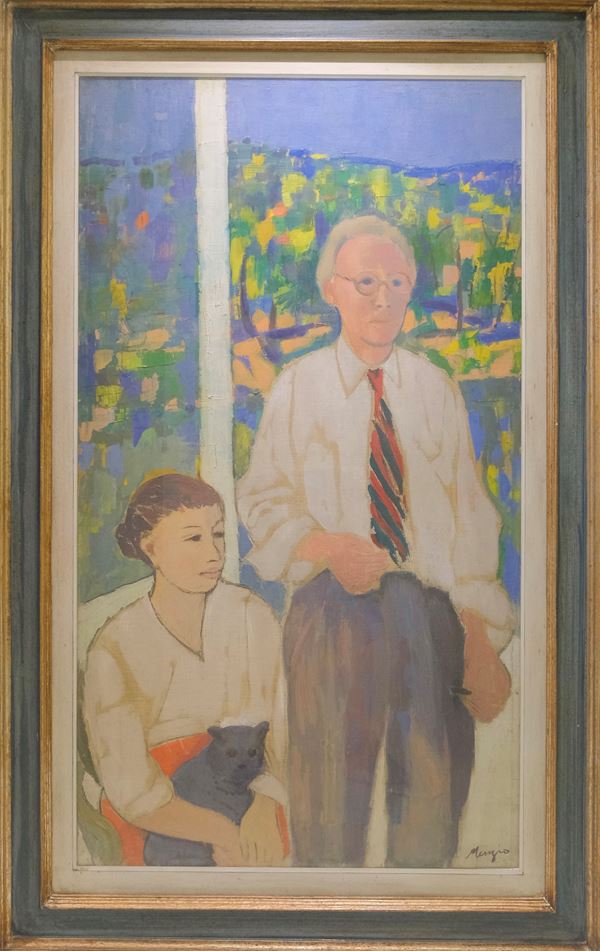 Francesco Menzio : Autoritratto  (1956)  - Olio su tela - Asta Asta di Arte Moderna e Contemporanea - dipinti, disegni e multipli - Fabiani Arte