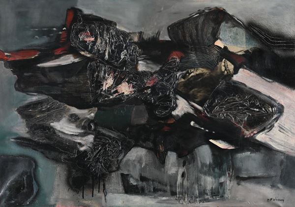 Mauro Fabiani : Composizione (Relitto)  (1969)  - Olio e collage su tela - Asta Asta di Arte Moderna e Contemporanea - Fabiani Arte