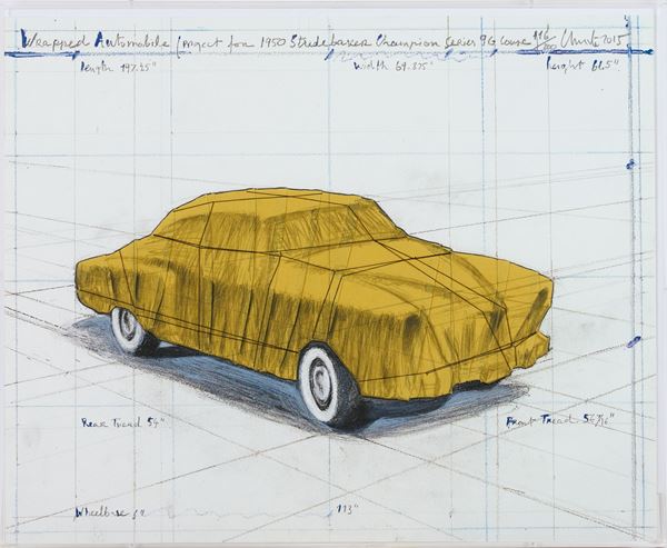 Christo - Wrapped Automobile, Project for 1950 Studebaker Champion, Series 9G Coupé