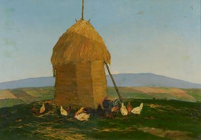 Pagliaio con Galline e Tacchino