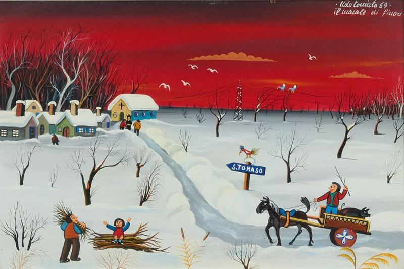 Udo Toniato - Paesaggio Innevato con Figure