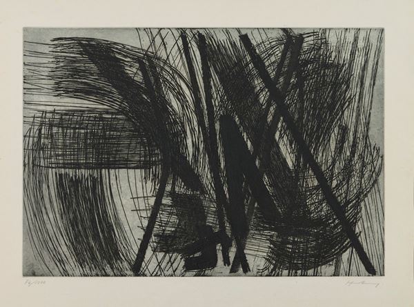 Hans Hartung : Senza titolo  - Acquaforte di cm. 38x55 - Asta Arte Moderna e Contemporanea	  [..]