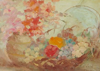 Vaso di Fiori con Frutta