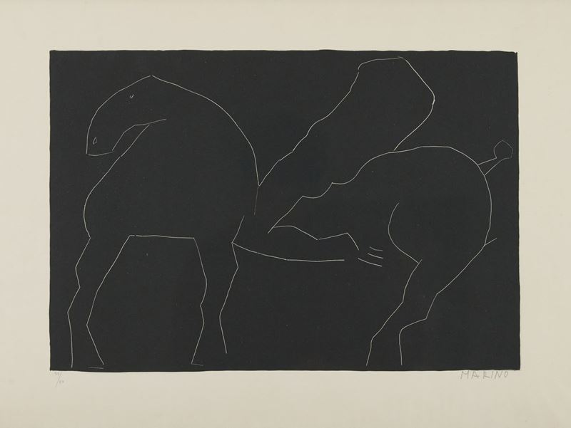Marino Marini - Cavaliere su Fondo Nero
