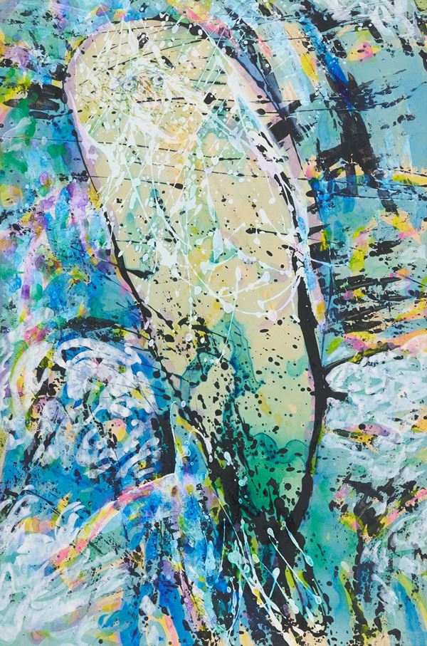 Gianni Dova : Senza titolo  (fine anni '80 - 1990)  - Tempera su carta (Dipinto a tempera realizzato a mano su schermo serigrafico) - Asta Asta di Arte Moderna e Contemporanea - dipinti, disegni e multipli - Fabiani Arte