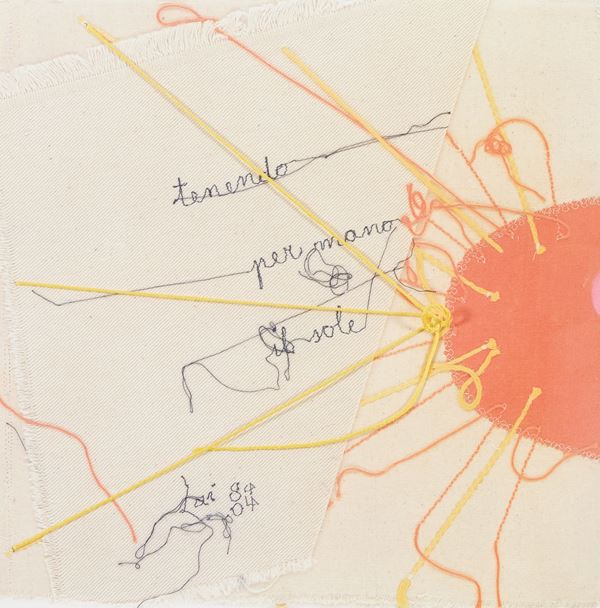 Maria Lai : Tenendo per mano il sole  (2004)  - Libro di fiaba illustrato con ricamo sulla copertina - Asta Arte Moderna e Contemporanea	 - Fabiani Arte
