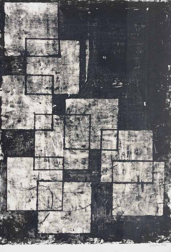 Venturino Venturi : Composizione  (1972)  - Olio su cartoncino applicato su tela - Asta Asta di Arte Moderna e Contemporanea - Fabiani Arte