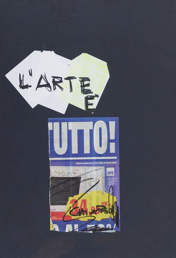 Giuseppe Chiari : L'arte è tutto  (2007)  - Tecnica mista e collage su cartocino  [..]