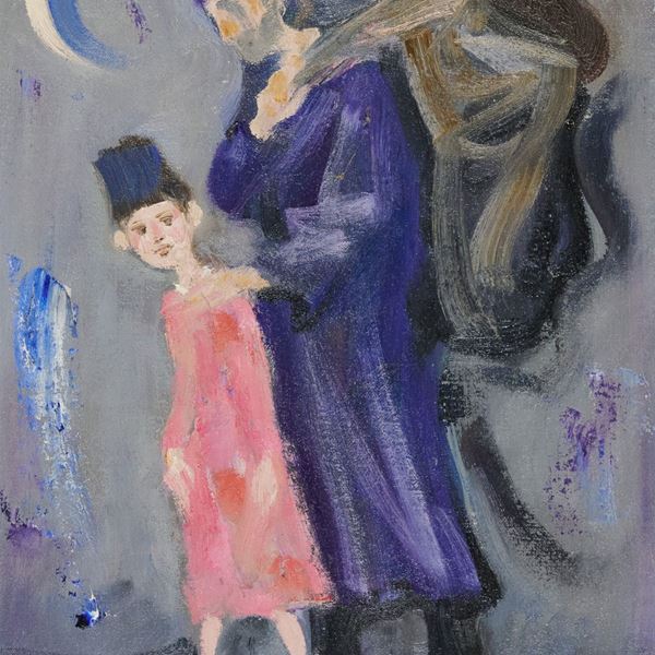 Trento Longaretti - Mendicante in viola e bambino