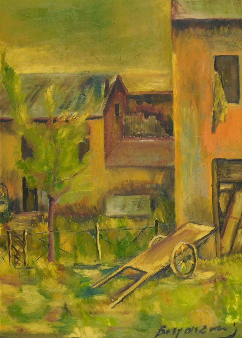Aldo Borgonzoni - Carretto con Case