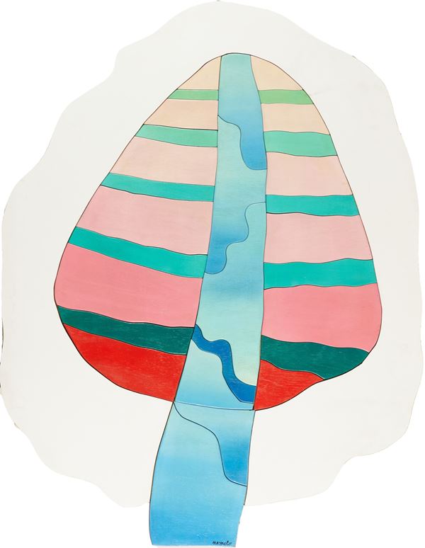 Ugo Nespolo : Trallala, una foglia, oplà  (1971)  - Acrilico su legno intarsiato e sagomato - Asta Asta di Arte Moderna e Contemporanea - Fabiani Arte