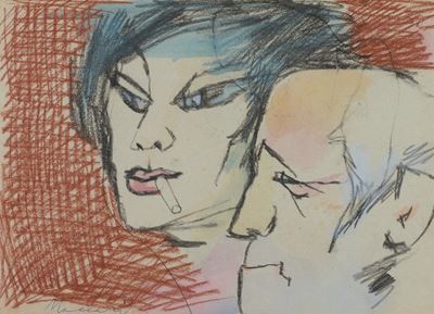 Autoritratto con Donna che Fuma