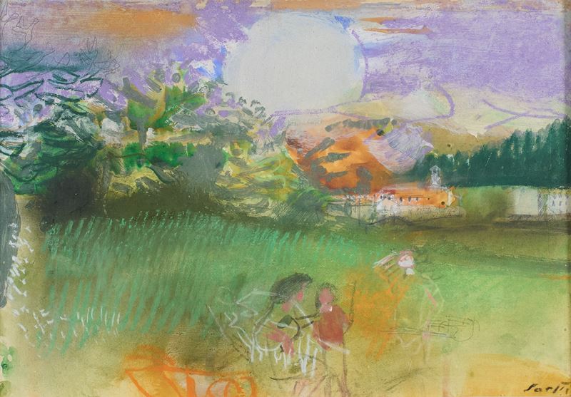 Bruno Saetti - Paesaggio con Figure