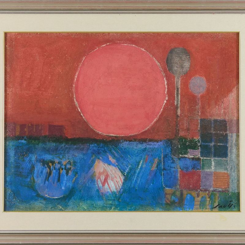 Bruno Saetti - Paesaggio Col Sole