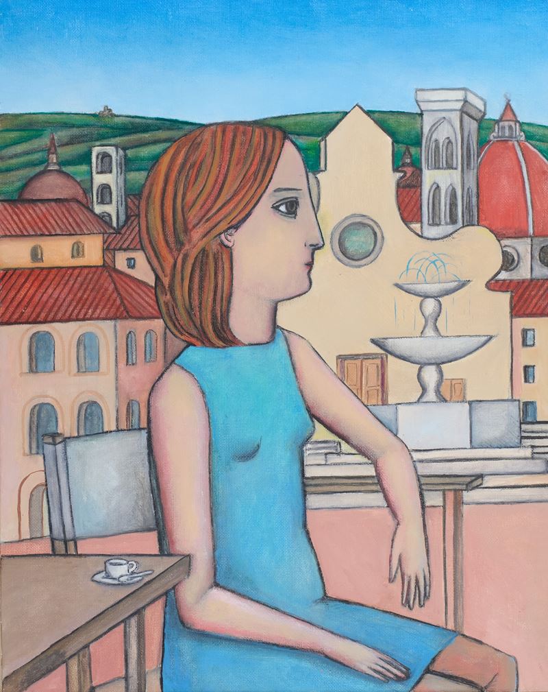 Giacomo Piussi - Paesaggio con Figura