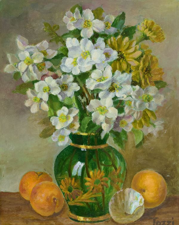 Mario Tozzi - Vaso verde con fiori