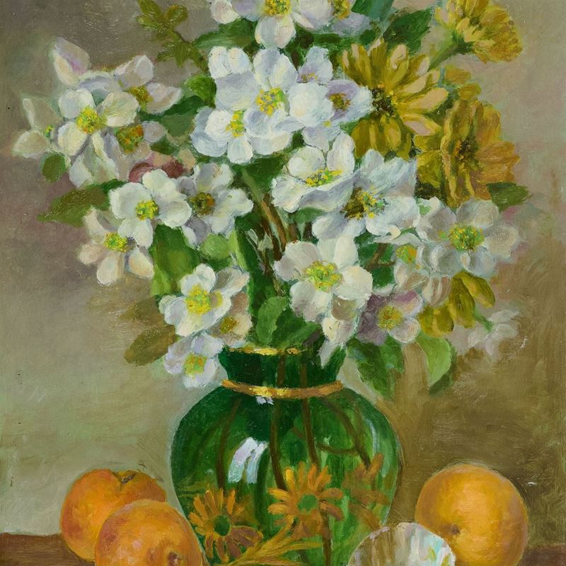 Mario Tozzi - Vaso Verde con Fiori