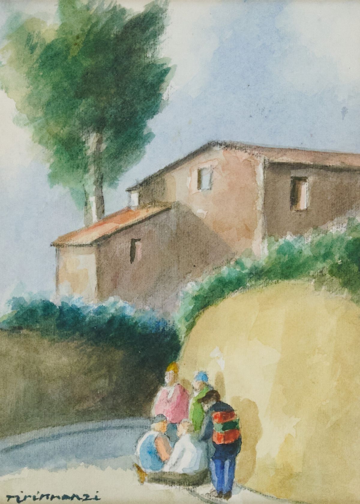 Nino Tirinnanzi - Scorcio di Paese con Personaggi