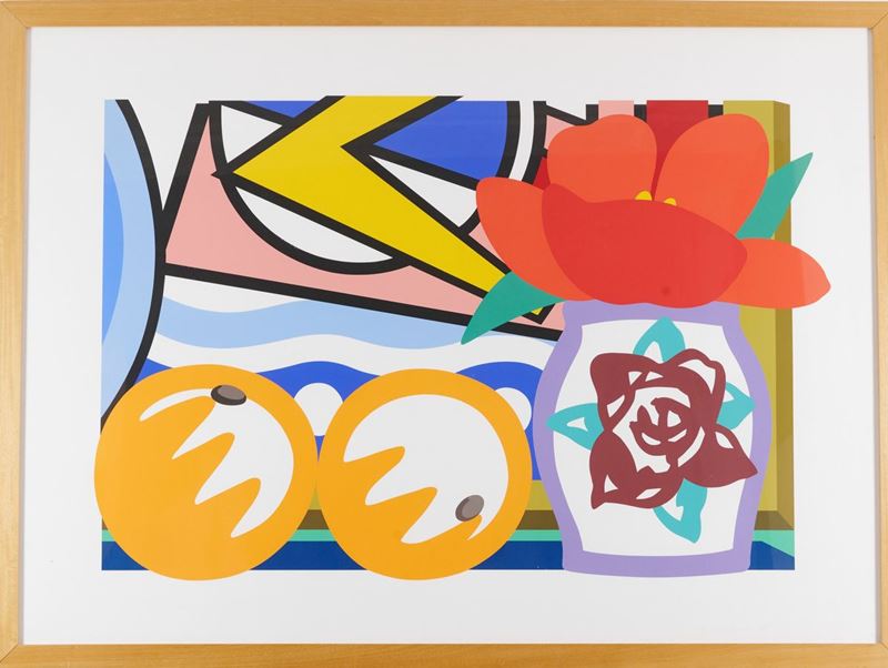 Still life with Lichtenstein and two oranges