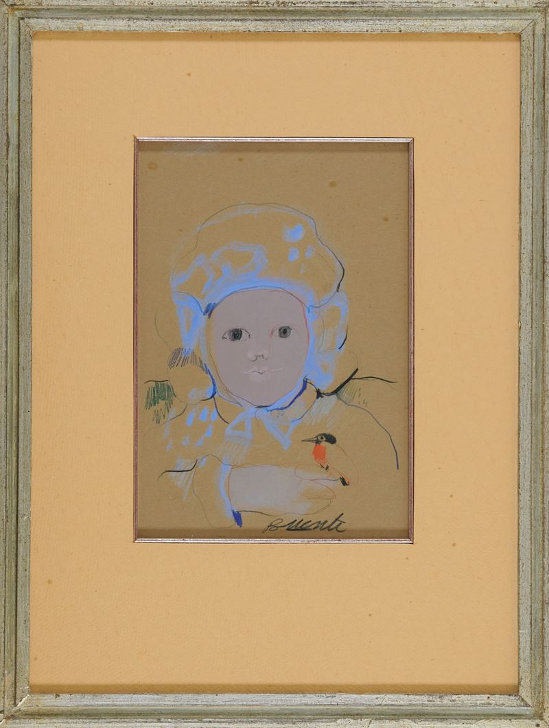 Antonio Possenti - Bambina con Uccellino