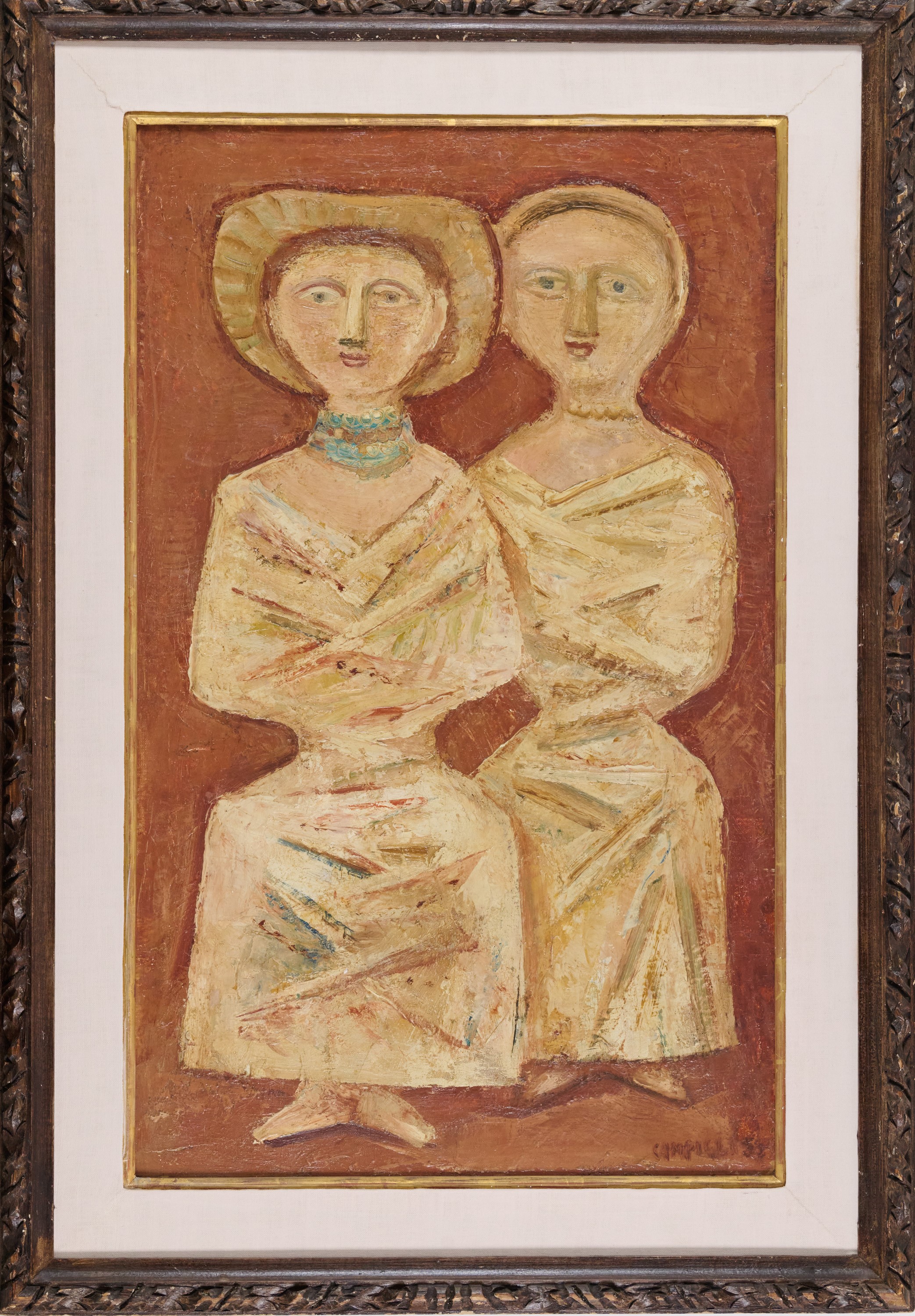 Massimo Campigli - Due donne, olio su tela (1953)