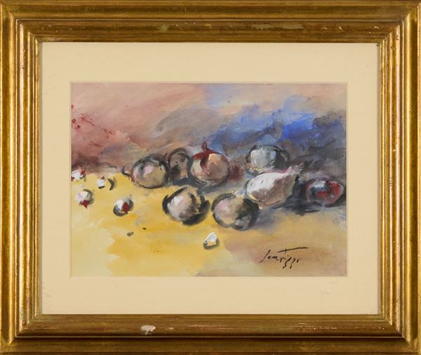 Sergio Scatizzi : Natura morta  - Acquerello e tempera su carta - Asta Asta di Arte Moderna e Contemporanea - Fabiani Arte